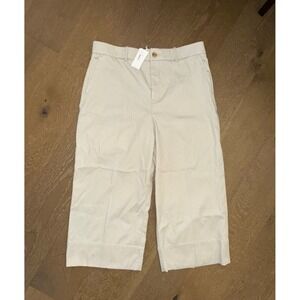 Spanx Stretch Twill Wide Leg Crop Pants Cream Beige Plus Size 1X Petite NEW